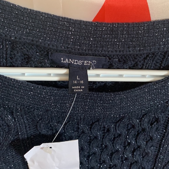 NWT Land’s End Women’s Blue Sparkle Crew Neck Sweater - Picture 4 of 8